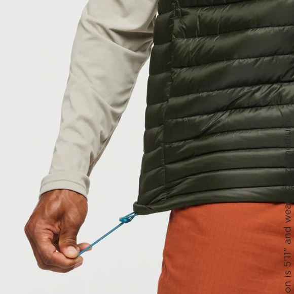 Cotopaxi Men's XL Fuego Down Vest Green Blue Woods Stripes NWT Puffy Puff Puffer - Picture 10 of 15